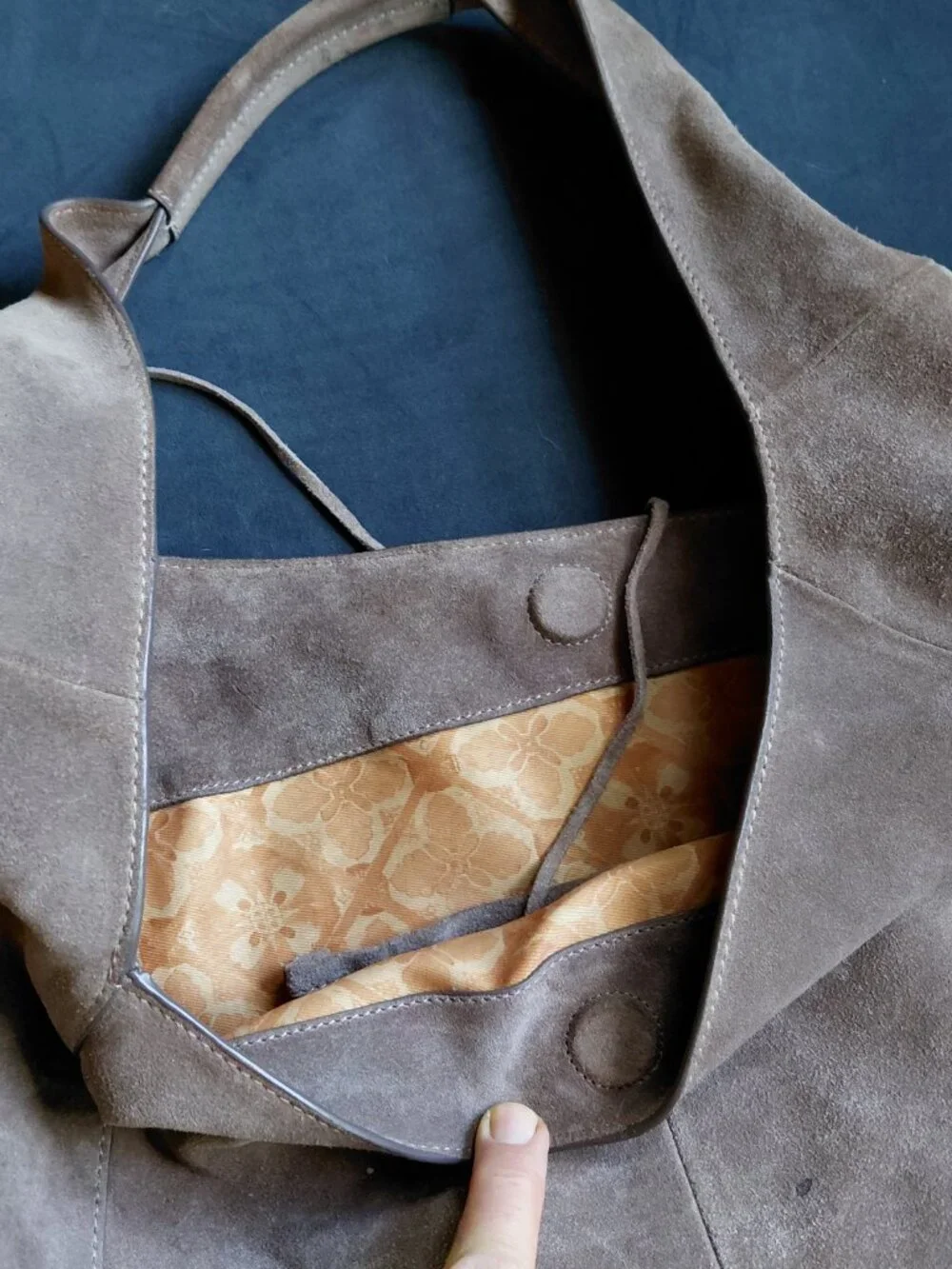 Lucky Brand Genuine Suede Slouchy Hobo Bag With Bow Detail